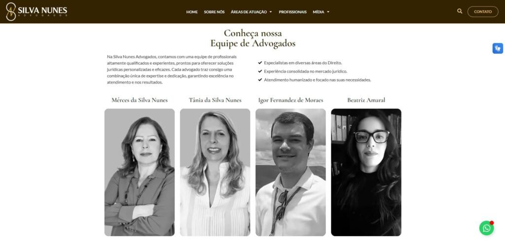 Equipe de advogados do escritório Silva Nunes Advogados reunida, destacando profissionalismo, experiência e comprometimento com a excelência jurídica.
