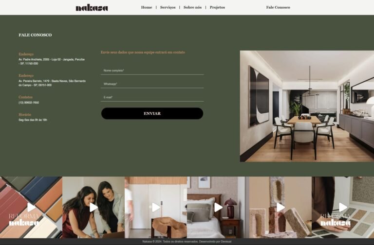 Página de contato com formulário simples e design minimalista