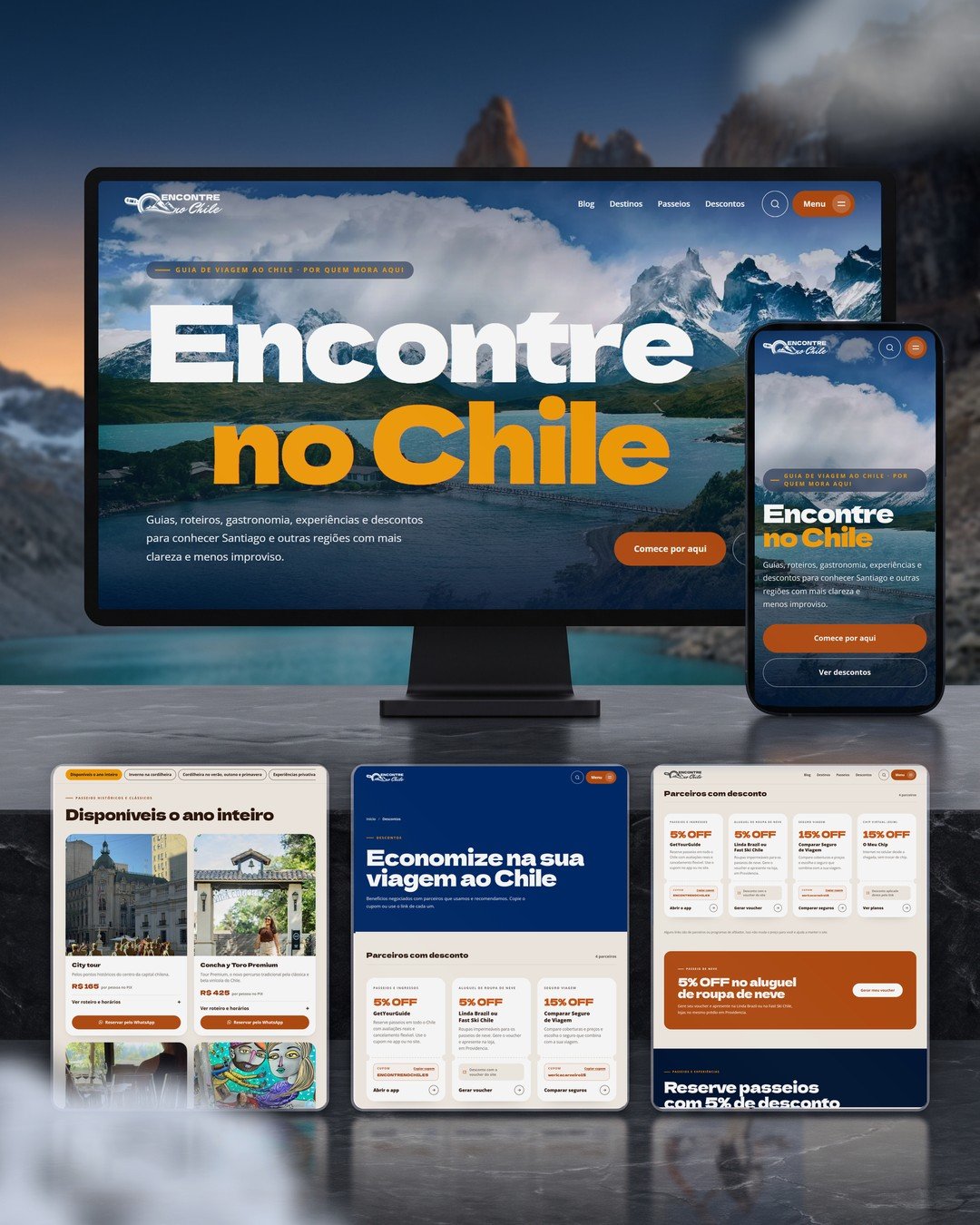 Mockup do site do Encontre no Chile criado pela Devisual
